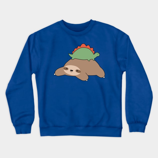 Sloth and Little Stegosaurus Crewneck Sweatshirt by saradaboru